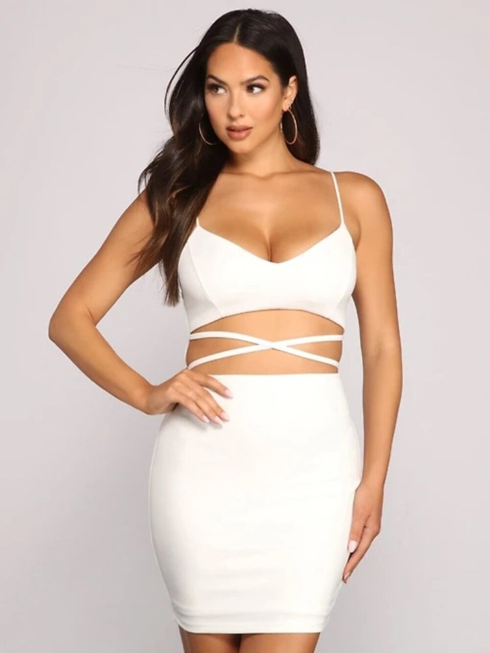Windsor Sultry and Strappy Mini Dress White Small